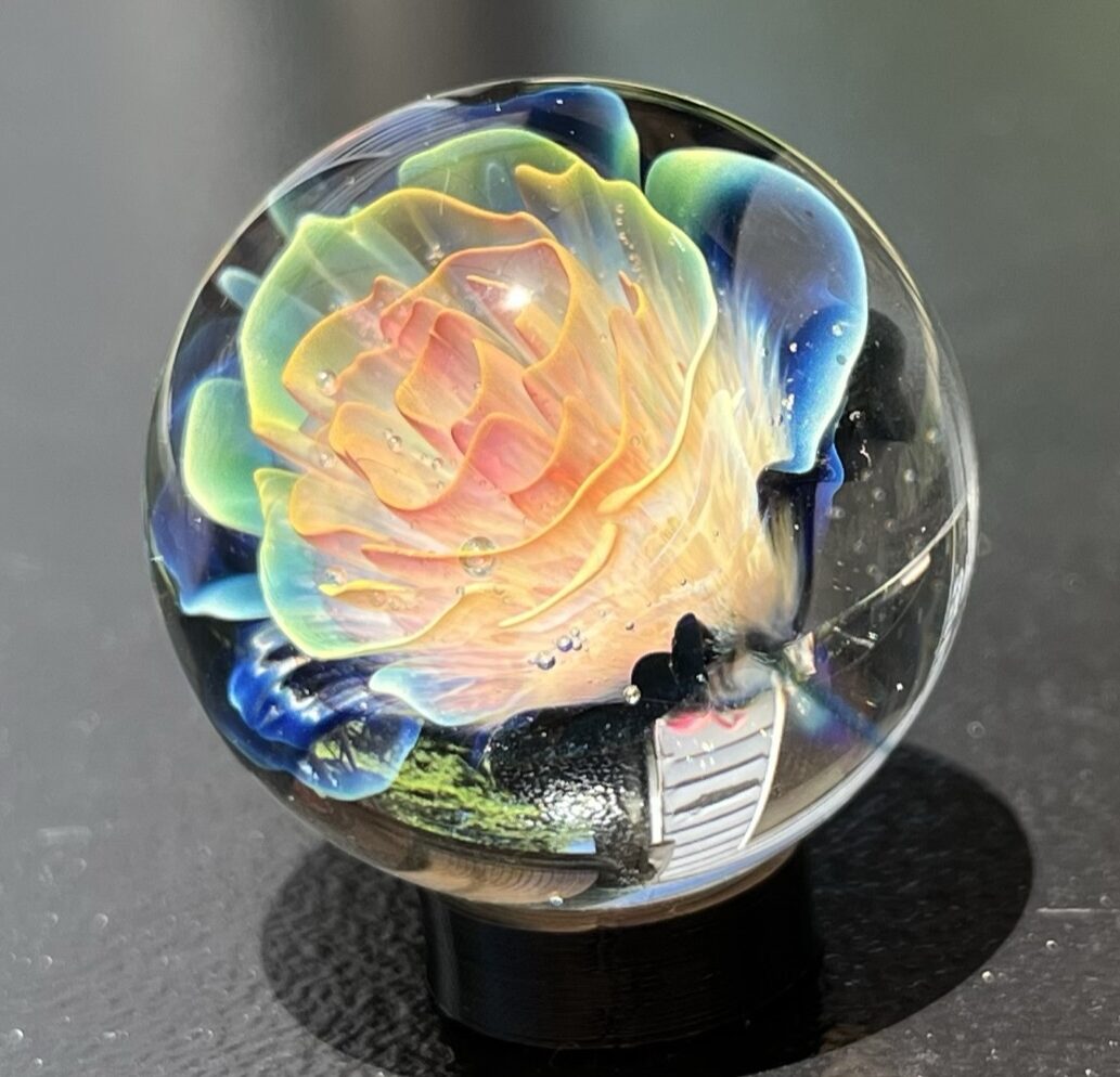 24k gold and 0.999% pure silver fumed ghost flower marble